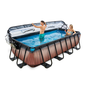 EXIT SWIMMING POOL WOOD 4X2X1M WITH DOME & FILTER PUMP - BROWN!