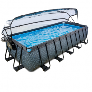 EXIT SWIMMING POOL STONE 540X250CM WITH DOME & SAND FILTER PUMP - GREY!
