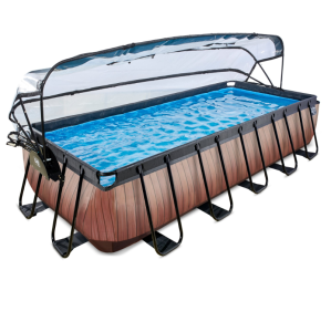 EXIT SWIMMING POOL WOOD 540X250CM WITH DOME & SAND FILTER PUMP - BROWN!