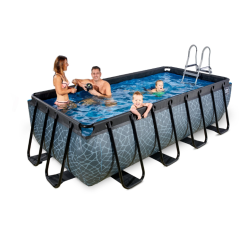 EXIT SWIMMING POOL STONE 4X2X1M WITH FILTER PUMP - GREY