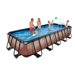 EXIT SWIMMING POOL WOOD 540X250CM WITH SAND FILTER PUMP - BROWN
